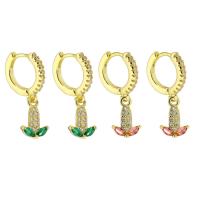 Huggie Hoop Drop Ohrringe, Messing, Hohe Qualität Gold Farbe Überzeug, Micro pave Zirkonia & für Frau, keine, 23mm, verkauft von Paar