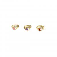 Ring Finger mosiądz, Platerowane w kolorze złota, Regulowane & Tai Ji & dla kobiety & naklejka epoksydowa, dostępnych więcej kolorów, sprzedane przez PC