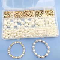 Poměděný plastové korálky, s Plastový box & Plastové Pearl, DIY, 170x97x20mm, Prodáno By Box