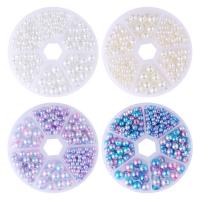 ABS Plastic Beads, ABS Plastic Pearl, with Plastic Box, Round, stoving varnish, DIY, more colors for choice, 79x19mm, Sold By Box