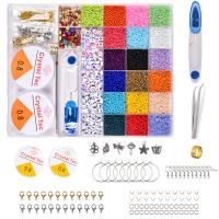 Seedbead DIY Bracelet Set, with Tibetan Style bead & Plastic Box, stoving varnish, mixed colors, 190x235.50mm, Sold By Box