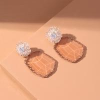 Zircon cubique ( CZ ) Boucles d'oreilles pendantes, alliage de zinc, bijoux de mode & pavé de micro zircon & pour femme, protéger l'environnement, sans nickel, plomb et cadmium, 57x30mm, Vendu par paire