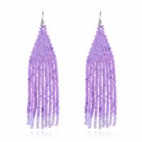 Fashion Fringe Earrings, Seedbead, handmade, fashion jewelry & for woman, more colors for choice, nickel, lead & cadmium free, 85x20mm, Sold By Pair