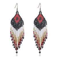 Fashion Fringe Earrings Seedbead with Brass handmade fashion jewelry & for woman nickel lead & cadmium free Sold By Pair