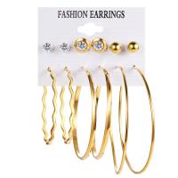 Tibetan Style Earring Set, 6 pieces & fashion jewelry & for woman & with rhinestone, golden, nickel, lead & cadmium free, Sold By Set