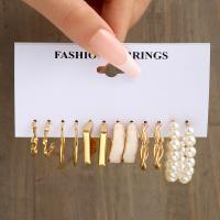 Zinklegierung Ohrring-Set, mit Kunststoff Perlen, 6 Stück & Modeschmuck & verschiedene Stile für Wahl & für Frau, frei von Nickel, Blei & Kadmium, verkauft von setzen