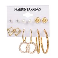 Zinklegierung Ohrring-Set, mit Kunststoff Perlen, 6 Stück & Modeschmuck & für Frau & mit Strass, frei von Nickel, Blei & Kadmium, verkauft von setzen