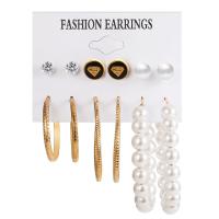 Tibetan Style Earring Set, with Plastic Pearl, 6 pieces & fashion jewelry & for woman & with rhinestone, nickel, lead & cadmium free, Sold By Set