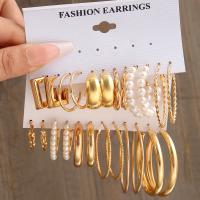 Zinc Alloy Earring Set with Plastic Pearl 6 pieces & fashion jewelry & for woman nickel lead & cadmium free Sold By Set