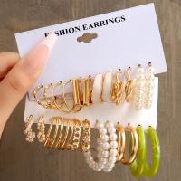Zinc Alloy Earring Set with Resin & Plastic Pearl 6 pieces & fashion jewelry & for woman nickel lead & cadmium free Sold By Set