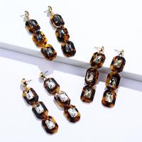Earring Jewelry, Tibetan Style, with Acetate, gold color plated, fashion jewelry & for woman & with rhinestone, more colors for choice, nickel, lead & cadmium free, 98x18mm, Sold By Pair