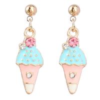 Zinc Alloy Drop Earrings with Acrylic Ice Cream gold color plated fashion jewelry & for woman & enamel multi-colored Sold By Pair