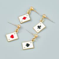 Tibetan Style Drop Earrings, Poker, gold color plated, fashion jewelry & for woman & enamel, more colors for choice, 23x16mm, Sold By Pair