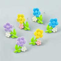 Zinc Alloy Stud Earring Flower painted fashion jewelry & for woman Sold By Pair