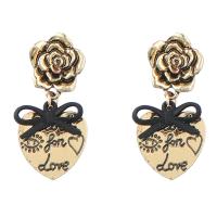 Zinc Alloy Drop Earrings Heart gold color plated fashion jewelry & for woman golden Sold By Pair