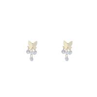 Cubic Zirconia Micro Pave Brass Earring, real gold plated, fashion jewelry & micro pave cubic zirconia & for woman, golden, 20x14mm, Sold By Pair