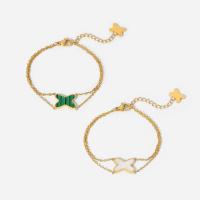 Stainless Steel Jewelry Bracelet, 304 Stainless Steel, with Malachite & White Shell, with 3.5cm extender chain, Vacuum Ion Plating, for woman, golden, 10mm, Length:Approx 13.8 cm, Sold By PC
