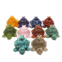 Природный камень Декоративные украшения, с канифоль, Черепаха, различные материалы для выбора, Много цветов для выбора, 88x62x46mm, продается PC