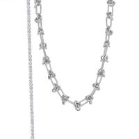 Titanstahl Halskette, mit kubischer Zirkonia, mit Verlängerungskettchen von 5cm, für Frau, originale Farbe, 300mm, Länge:ca. 41 cm, verkauft von PC