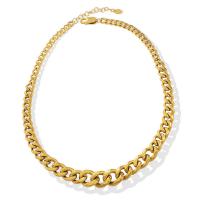 Titanium Steel Necklace, with 4cm extender chain, Vacuum Ion Plating, Unisex, golden, 13mm,8mm,6mm, Length:Approx 42 cm, Sold By PC