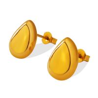 Titanium Steel  Earring, Teardrop, Vacuum Ion Plating, for woman, more colors for choice, 10.60x13.60mm, Sold By Pair