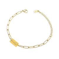 Bracelet d'acier titane, avec 5cm chaînes de rallonge, rectangle, pour femme, doré, 7x14mm, Longueur Environ 14 cm, Vendu par PC