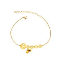 Stainless Steel Anklet Titanium Steel with 5cm extender chain Vacuum Ion Plating for woman golden 12mm 7mm Length Approx 20 cm Sold By PC
