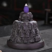 Backflow Incense Burner, Purple Clay, handmade, for home and office & durable, 110x110x103mm, Sold By PC