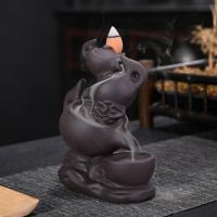 Backflow Incense Burner, Purple Clay, handmade, for home and office & durable, 100x60x135mm, Sold By PC