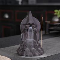 Backflow Incense Burner, Purple Clay, handmade, for home and office & durable, 100x90x140mm, Sold By PC