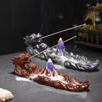 Backflow Incense Burner, Porcelain, handmade, for home and office & durable & multifunctional, more colors for choice, 230x65x60mm, Sold By PC