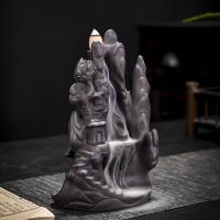 Backflow Incense Burner, Purple Clay, handmade, for home and office & durable, 110x70x180mm, Sold By PC