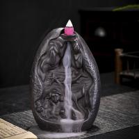 Backflow Incense Burner, Purple Clay, handmade, for home and office & durable & multifunctional, 115x75x165mm, Sold By PC