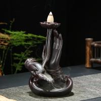 Backflow Incense Burner, Porcelain, handmade, for home and office & durable & multifunctional, 110x90x158mm, Sold By PC
