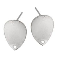 Stainless Steel Earring Stud Component, 201 Stainless Steel, fashion jewelry & for woman, original color, 11x15mm, Sold By PC