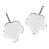 Stainless Steel Earring Stud Component 201 Stainless Steel fashion jewelry & DIY original color 10*11.5mm 0.8mm Sold By PC