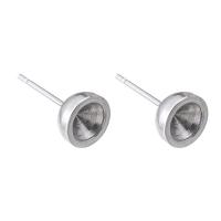 Stainless Steel Earring Stud Component 201 Stainless Steel fashion jewelry & DIY original color 7*7mm 0.8mm Sold By PC
