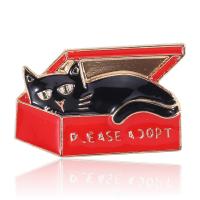 Enamel Brooch, Tibetan Style, Cat, gold color plated, fashion jewelry & for woman, black and red, nickel, lead & cadmium free, 37x24mm, Sold By PC