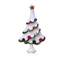Christmas Brooches Zinc Alloy Christmas Tree gold color plated fashion jewelry & for woman & enamel & with rhinestone white nickel lead & cadmium free Sold By PC
