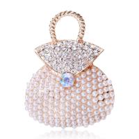 Rhinestone Brooch Zinc Alloy with Plastic Pearl Handbag plated fashion jewelry & for woman & with rhinestone nickel lead & cadmium free Sold By PC