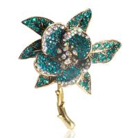 Rhinestone Brooch Zinc Alloy Flower gold color plated vintage & for woman & with rhinestone nickel lead & cadmium free Sold By PC