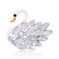 Rhinestone Brooch Zinc Alloy Swan gold color plated fashion jewelry & for woman & enamel & with rhinestone nickel lead & cadmium free Sold By PC