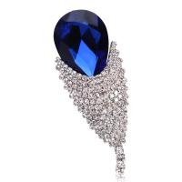 Rhinestone Brooch, Tibetan Style, Feather, silver color plated, fashion jewelry & for woman & with rhinestone, more colors for choice, nickel, lead & cadmium free, 25x62mm, Sold By PC