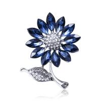 Rhinestone Brooch, Tibetan Style, Flower, plated, fashion jewelry & for woman & with rhinestone, more colors for choice, nickel, lead & cadmium free, 35x42mm, Sold By PC