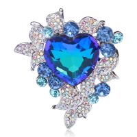 Rhinestone Brooch Zinc Alloy Heart silver color plated fashion jewelry & for woman & with rhinestone nickel lead & cadmium free Sold By PC