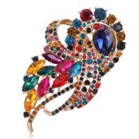 Rhinestone Brooch, Tibetan Style, plated, fashion jewelry & for woman & with rhinestone, more colors for choice, nickel, lead & cadmium free, 52x94mm, Sold By PC