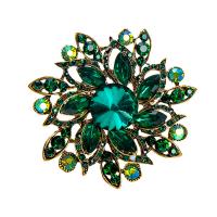 Rhinestone Brooch, Tibetan Style, Flower, antique gold color plated, fashion jewelry & for woman & with rhinestone, more colors for choice, nickel, lead & cadmium free, 72x69mm, Sold By PC