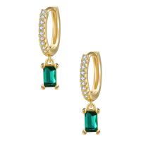 Cubic Zirconia Micro Pave Brass Earring, gold color plated, micro pave cubic zirconia & for woman, more colors for choice, 23mm, Sold By Pair