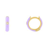 Boucles d'oreilles en laiton zircon cubique pavent, Placage de couleur d'or, pavé de micro zircon & pour femme & émail, plus de couleurs à choisir, 14mm, Vendu par paire