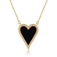 Cubic Zircon Micro Pave Brass Necklace, Heart, gold color plated, micro pave cubic zirconia & for woman & enamel, more colors for choice, 22x18mm, Length:Approx 17.7 Inch, Sold By PC